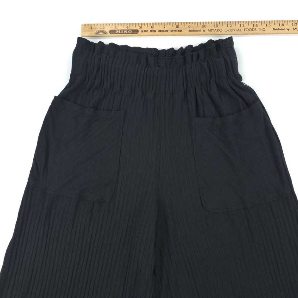 FREE PEOPLE Blissed Out Wide-Leg Pants Black Minimal Beachy Boho Yoga Lounge Y2k - Picture 3 of 11